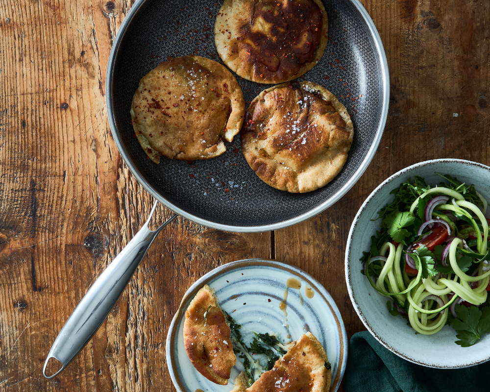 Rezept für Pitabrot mit Käse und Spinat – fertig in 20 Min.