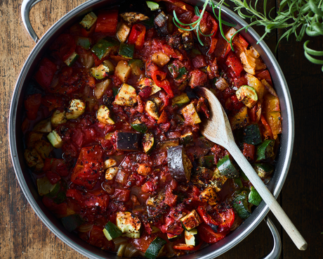 Rezept für Ratatouille mit Aubergine, Zucchini und Tomaten