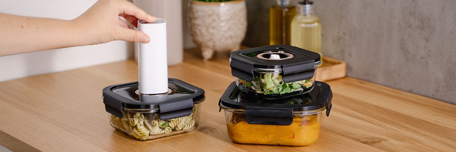 QUADRATISCHER VACUUM-GLASBEHÄLTER – 800ML – SET – 4TLG - 7