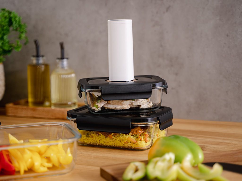 RECHTECKIGER VACUUM-GLASBEHÄLTER – 1040ML – SET – 4TLG - 4