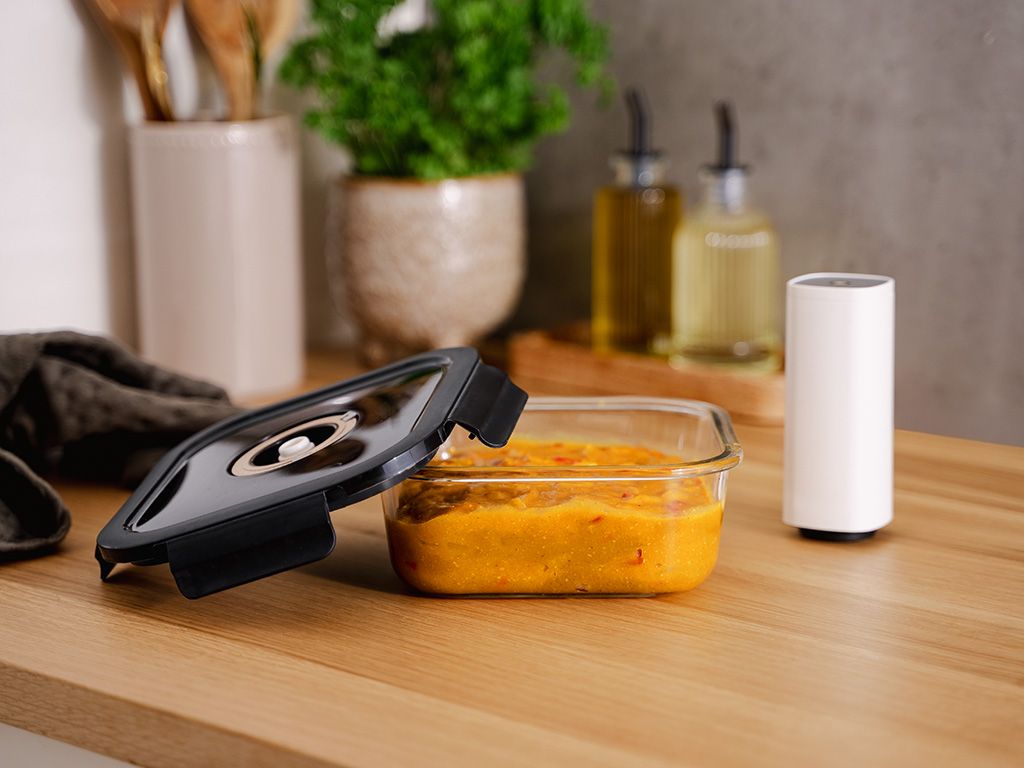 QUADRATISCHER VACUUM-GLASBEHÄLTER – 800ML – SET – 4TLG - 2