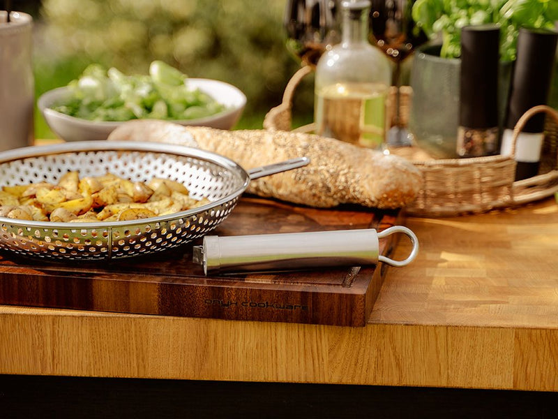 BBQ-GRILLPFANNE MIT ABNEHMBAREM GRIFF 28 CM