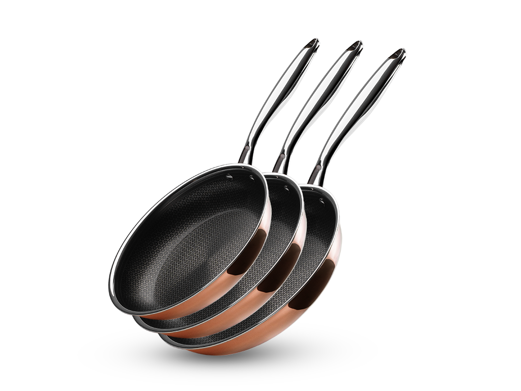 KUPFER HYBRID ANTIHAFT BRATPFANNENSET - 3 TEILE - 1