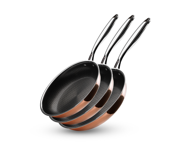 KUPFER HYBRID ANTIHAFT BRATPFANNENSET - 3 TEILE - 1