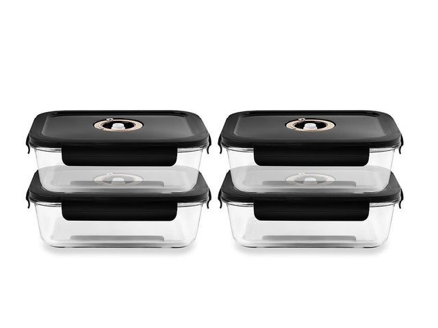 RECHTECKIGER VACUUM-GLASBEHÄLTER – 1040ML – SET – 4TLG - 1