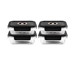 RECTANGLE VACUUM GLASS CONTAINER - 630ML - SET - 4PC - 1