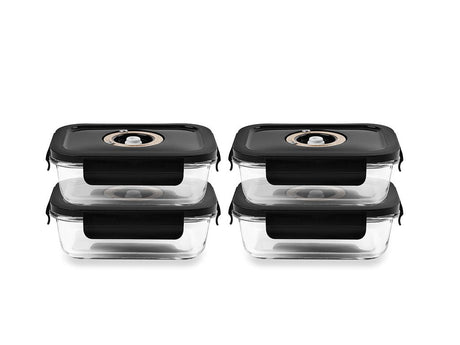 RECTANGLE VACUUM GLASS CONTAINER - 630ML - SET - 4PC - 1