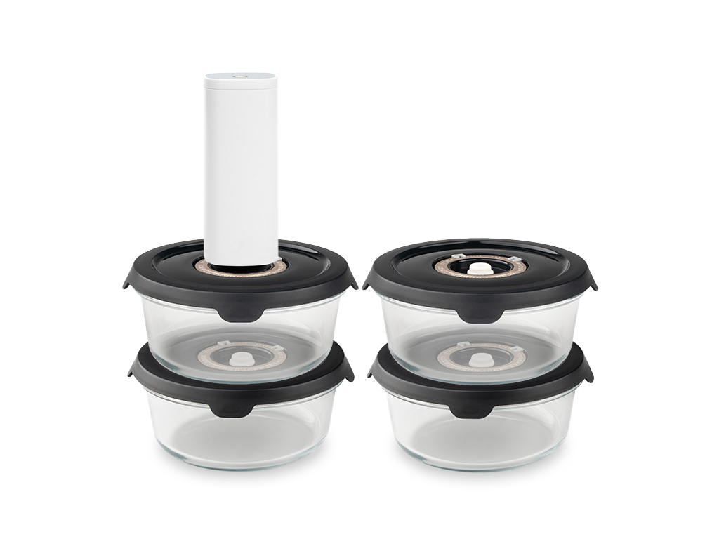 RUNDE VAKUUMGLASBEHÄLTER– 635ML SET - 4 STÜCK - 1
